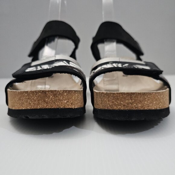 Mephisto Lucia Sandal Platform Wedge Black White Leather Cork EU Size 40 - Picture 5 of 12
